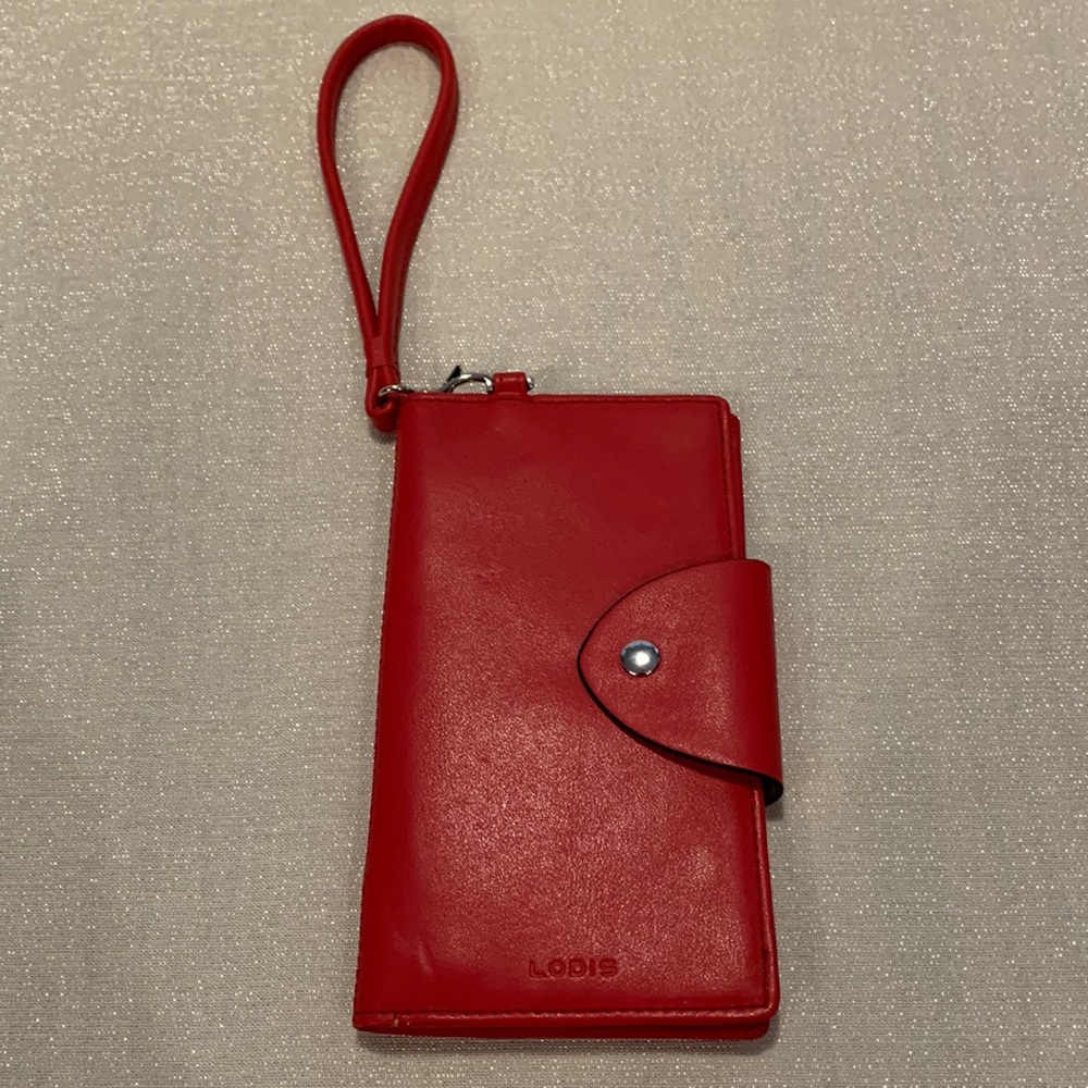 Lodis Red Wallet with detachable strap or wristlet. - Picture 2 of 9